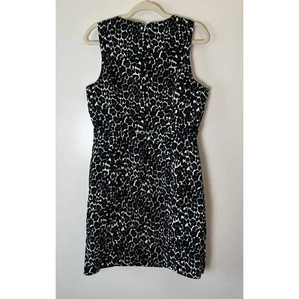 J.Crew Womens Teal Leopard Shift Dress Sz M 10 Leopard Corpcore Business Classic